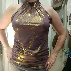 Metallic purple and gold halter